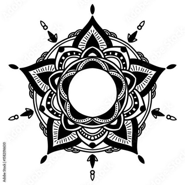 Fototapeta Mandala pattern hand drawn. Vector design illustration. Meditation element for India yoga. Ornament for decorating a greeting. vintage Wedding Invitation card