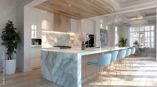 Obraz Warm modern kitchen with sleek lines