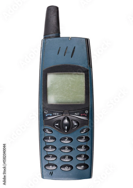 Fototapeta Classic mobile phone from the early 2000s with simple design isolated on white background.