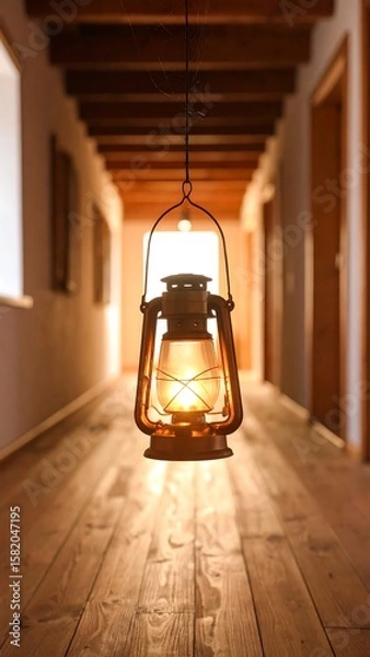 Obraz Rustic hallway lamplit