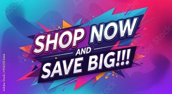 Obraz Vibrant sales promotion graphic urging customers to shop and save big