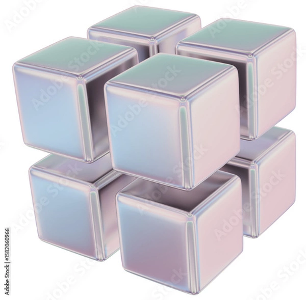 Obraz rubik cube 3D Abstract Pastel Iridescent Shape