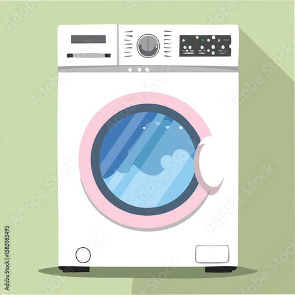Obraz Cute washing machine flat vector