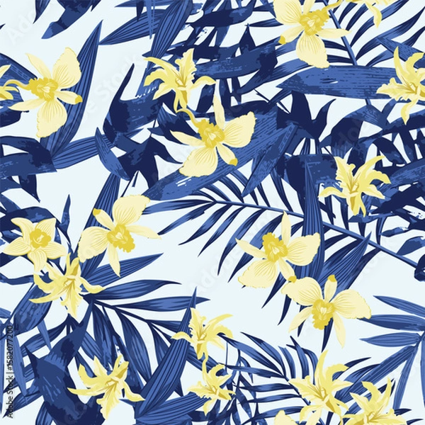 Fototapeta exotic forest woodcut style