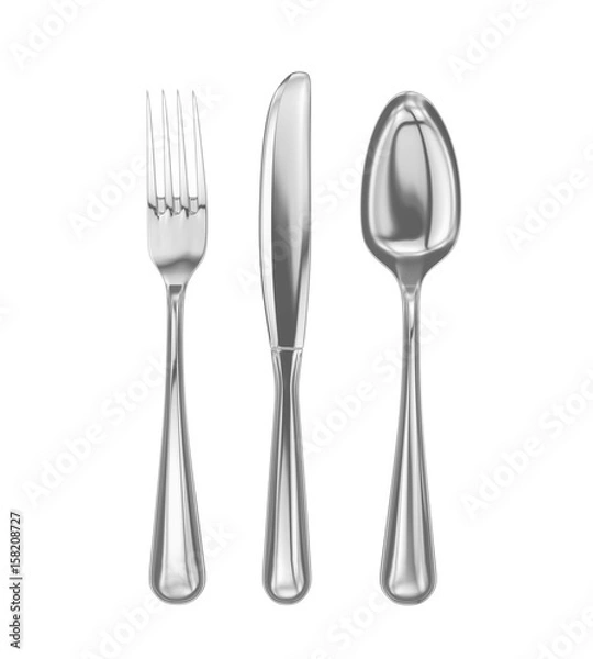 Fototapeta Spoon, Knife, and Fork Isolated
