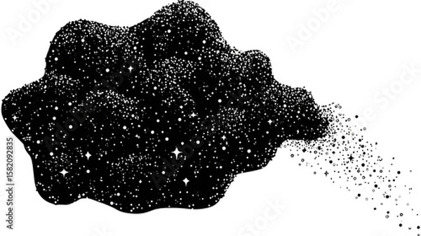 Fototapeta Black silhouette of a chouquette with sugar crystals, isolated on transparent background