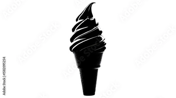 Fototapeta Black silhouette of a mini cone with swirl top, transparent background