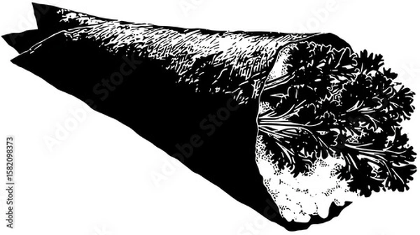 Fototapeta Black silhouette of a sushi hand roll (temaki), isolated on transparent background