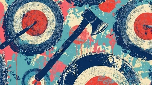 Obraz Abstract axe throwing targets