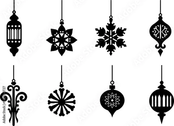 Obraz Decorative Ornaments & Lantern Silhouettes vector