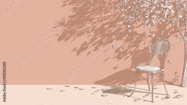 Obraz Outdoor chair, tree shadow, pastel