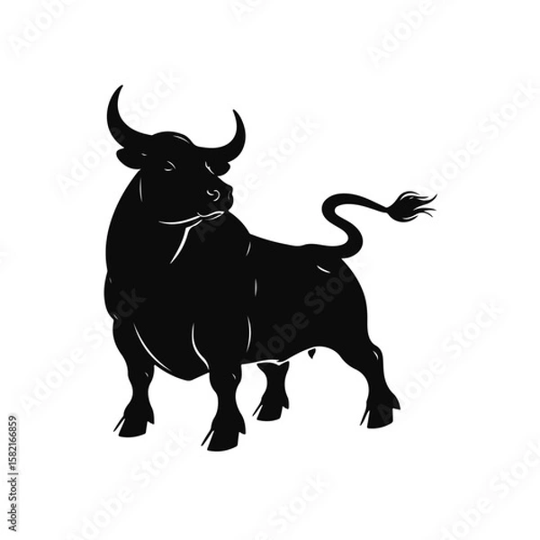 Fototapeta Bull silhouette icon. strength and perseverance symbol. vector image of animal