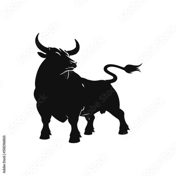 Fototapeta Bull silhouette icon. strength and perseverance symbol. vector image of animal