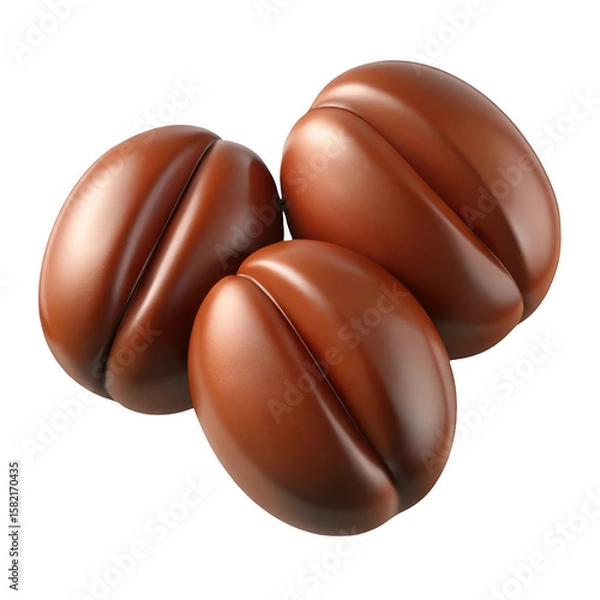 Fototapeta 3d realistic coffee beans isolated on transparent background