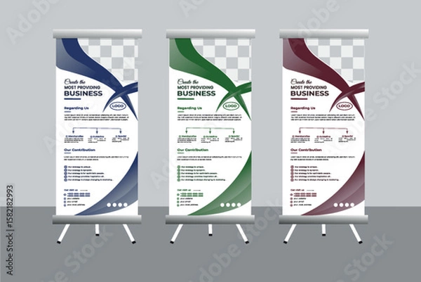 Fototapeta Creative business roll up banner design template