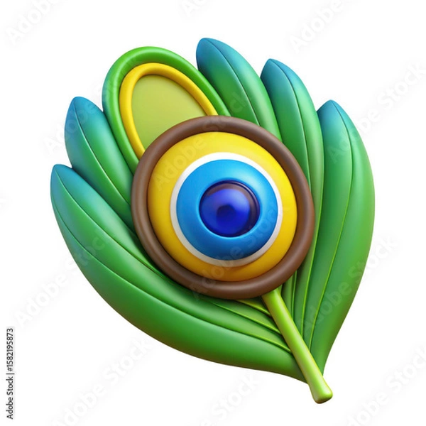 Fototapeta 3d stylized peacock feather eye isolated on transparent background