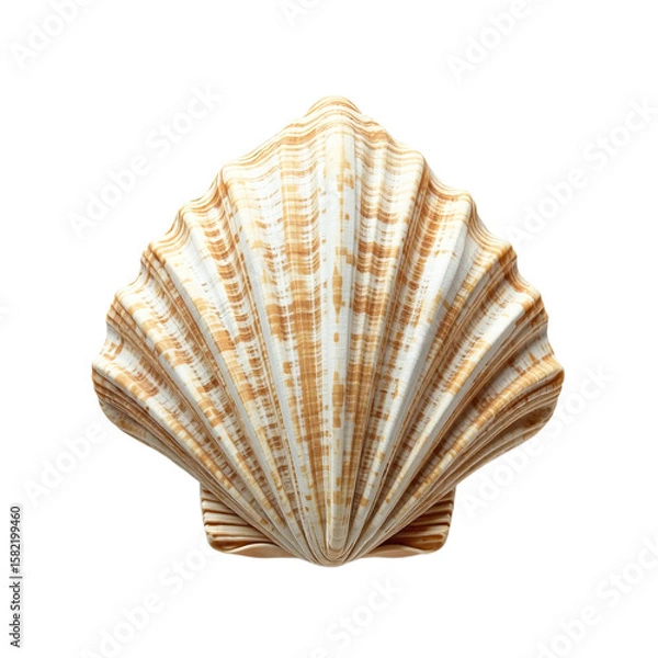 Fototapeta Shell fragment broken beige isolated, Natural beach marine object, Organic ocean texture, Decorative coastal piece, Soft weathered element
