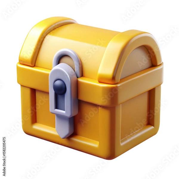 Fototapeta 3d treasure chest with lock isolated on transparent background
