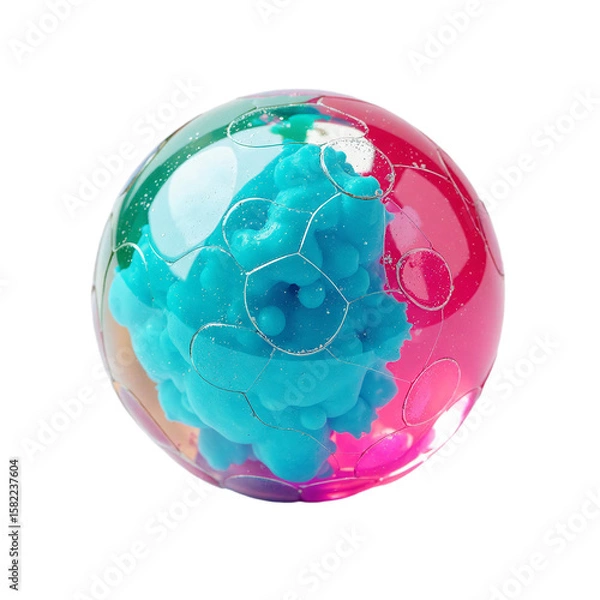 Fototapeta Stress ball isolated, Transparent squishy toy, Compact therapy gadget, Fun fidget object, Office stress tool, Squeezable hand unit, Colorful ball piece