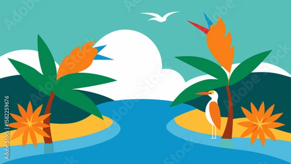 Fototapeta tropical island with palm trees