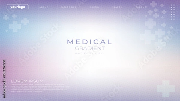 Fototapeta Soft Pastel Medical Gradient Background with Abstract Health Symbols