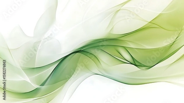 Fototapeta Abstract flowing shapes of pale green and white