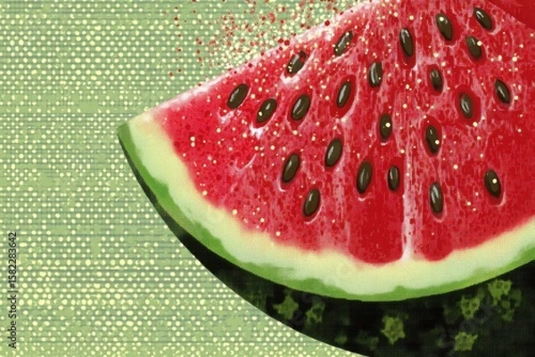 Obraz Vibrant minimalistic watermelon slice on textured background for summer design