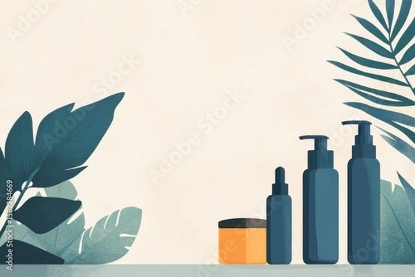 Obraz Minimalist skincare products with botanicals design for beauty and wellness