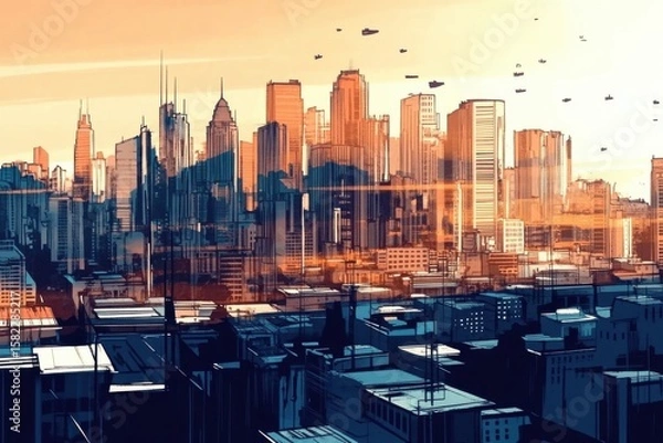 Obraz Minimalistic urban cityscape with split toning effect for architectural design concepts