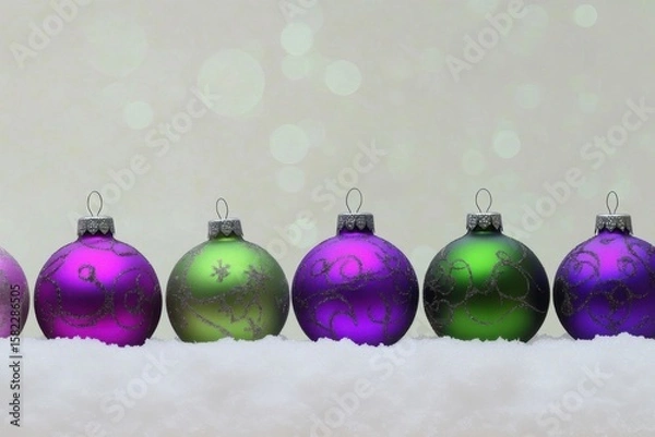 Obraz Colorful christmas ornaments in a minimalistic holiday display
