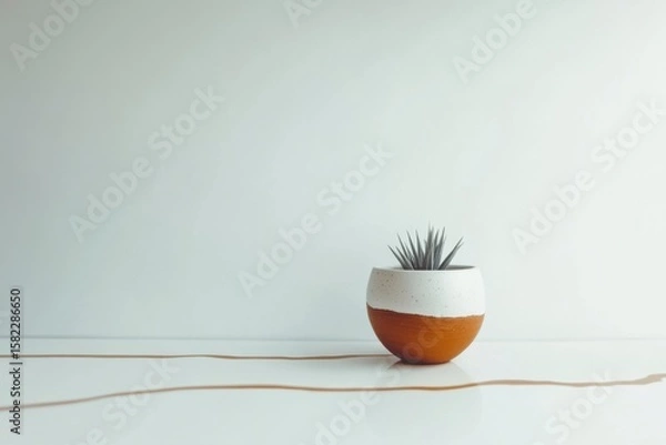 Obraz Minimalistic design with a single succulent in modern ceramic pot for home decor inspiration
