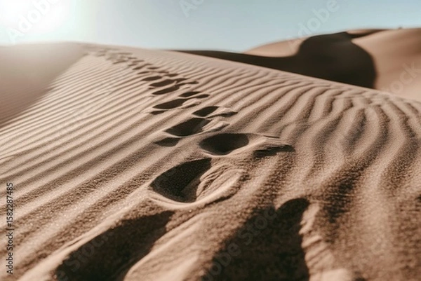 Obraz Minimalist footprints in desert sand under sunlight for tranquil nature design