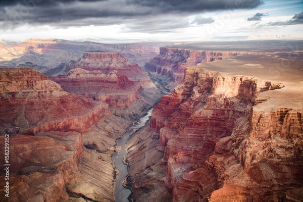 Obraz view over the south and north rim part in grand canyon from the helicopter