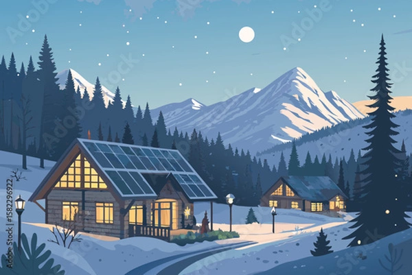 Fototapeta Phenomenal Electric Powered Mountain Resort Winter Vecto Editorial Quality Content Serene Peaceful Atmosphere Perfect for Print Publication Design Commercial Ready Professional Content Creative Asset