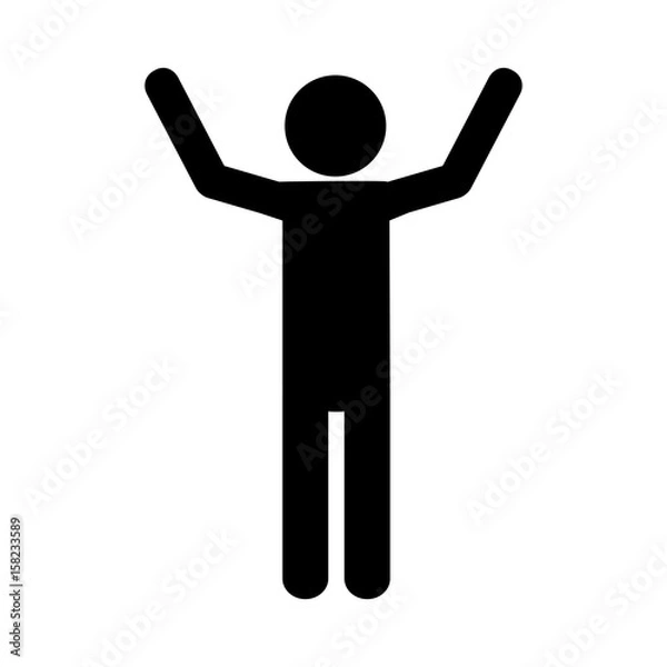 Fototapeta pictogram man with hands up icon over white background. vector illustration