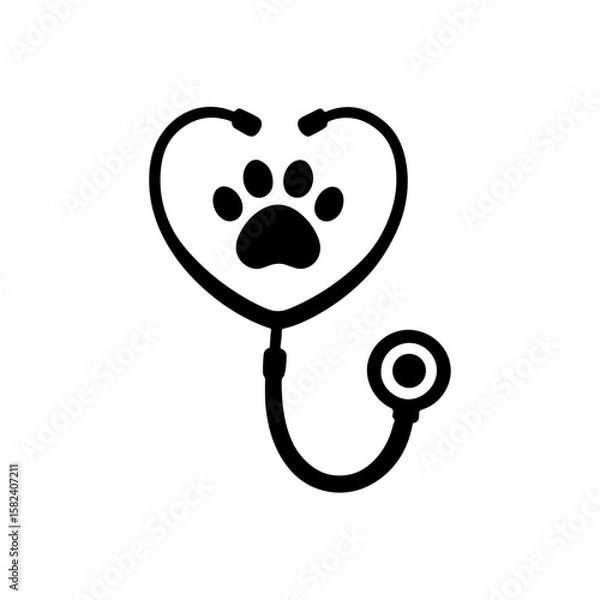 Fototapeta Stethoscope with paw print
