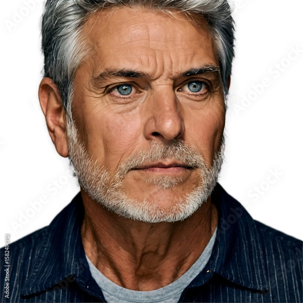 Obraz Mature man with blue eyes and grey hair isolated on a transparent background beard
