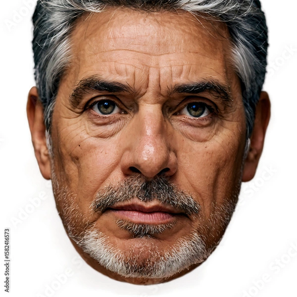 Obraz Mature man with grey hair and beard isolated on a transparent background mustache