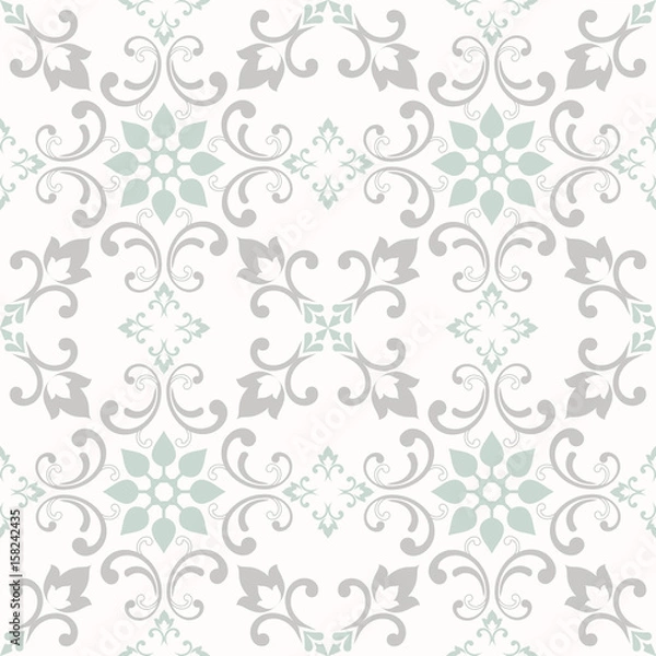 Fototapeta Vintage abstract floral seamless pattern. Intersecting curved elegant stylized leaves and scrolls forming fine ornament in Arabian style. Arabesque. Decorative lattice.