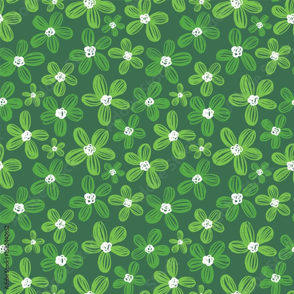 Fototapeta Hand drawn flower repeat pattern Image. Seamless floral print.	