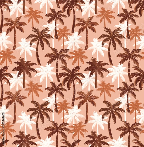 Fototapeta Seamless tropical pattern with palm tree. Design for fashion textiles, fabric, print, graphics, backgrounds and crafts.