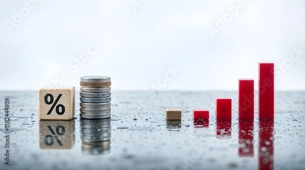 Obraz Interest Rate Impact on Investment Growth with Coin Stack and Bar Graph