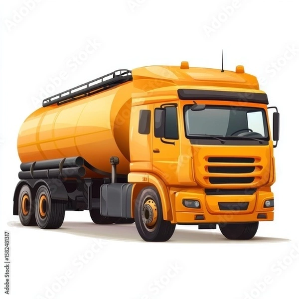 Fototapeta Oil Tanker Truck mockup isolated on white background. Fuel Truck mockup. Industrial Vehicle. Gasoline Tanker Truck. Heavy Oil Transport Truck. Oil Tanker Design Element. Tanker Truck mockup isolated.