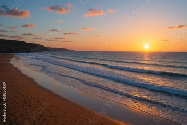 Fototapeta Widemouth Bay located in Cornwall, United Kingdom
