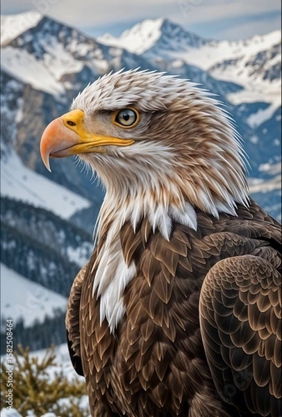 Obraz Majestic bald eagle with mountain background