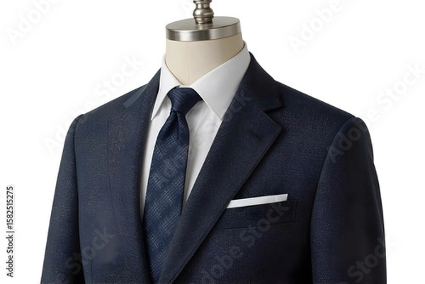 Fototapeta A mockup of a classic business suit, featuring a crisp blazer with subtle texture and fine stitching details