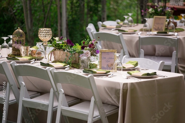 Obraz Outdoor Table Setting for Rustic Wedding
