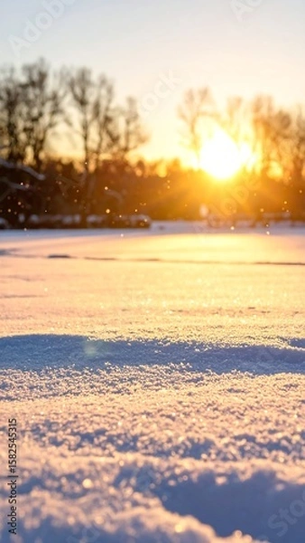 Obraz Winter sunset over snow-covered landscape