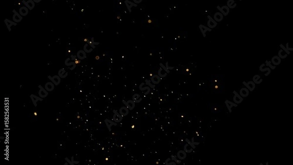Obraz Floating golden dust particles in dark background