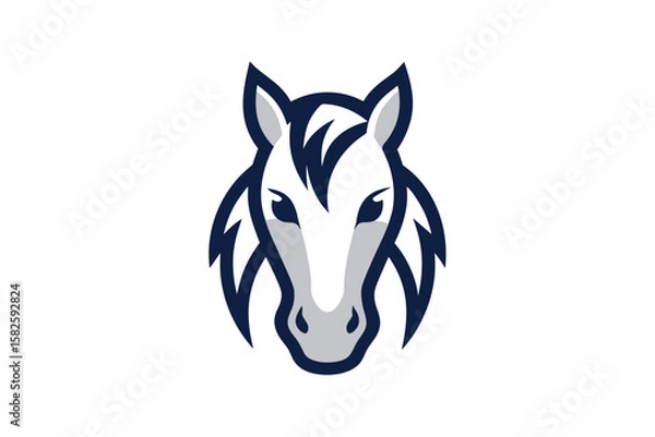 Obraz Horse Face Icon Stylized Linework On White Background